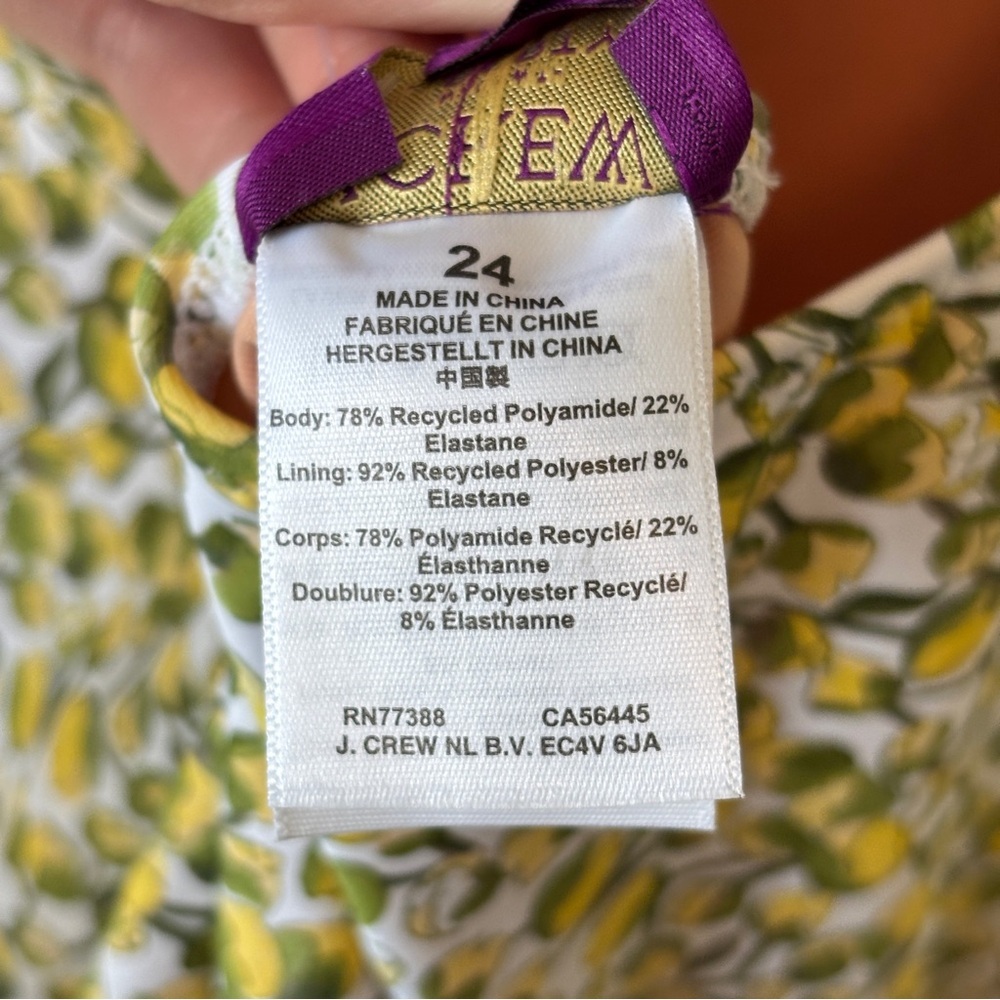J crew womens Plunge‎ one-piece swimsuit in Liberty Eliza's Yellow size 24 NWT - Picture 9 of 12